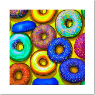 Colorful Donuts Yellow Posters and Art